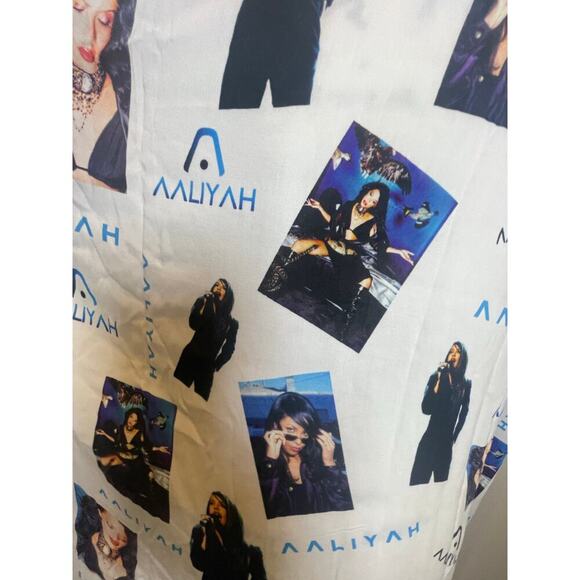 AALIAH BUTTON DOWN SHIRT SZ XXL PRINCESS OF R&B HIP HOP AALIAH PRINT ALL OVER - Picture 16 of 16